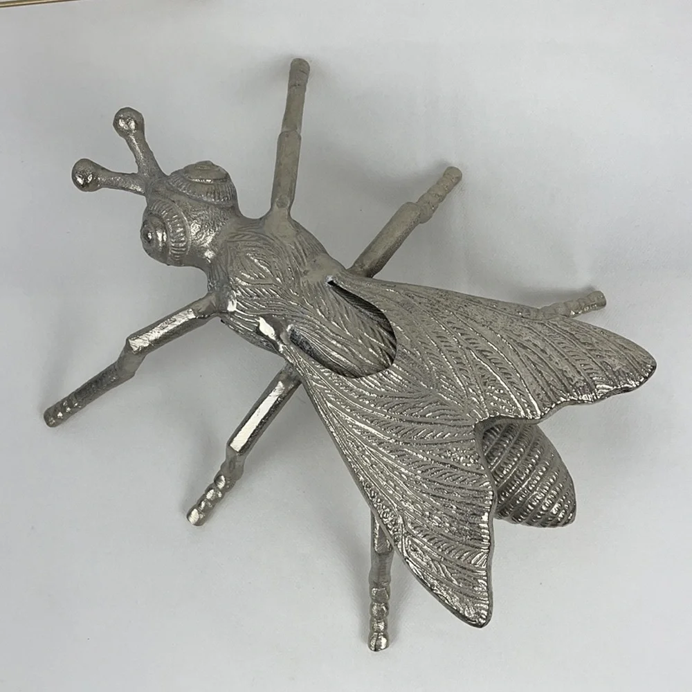 Large Decorative Silver Metal Winged Insect